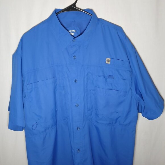 Reel Legends Mens Fishing Shirt Size Large Mesh Lined Short Sleeve Blue Polyeste - Picture 14 of 14